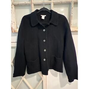 Talbots size medium black 100% wool blazer jacket